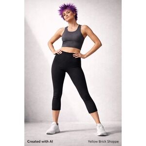 NWT Yogalicious Lux Everyday Crop Tight Black HighWaisted Womens Leggings XS